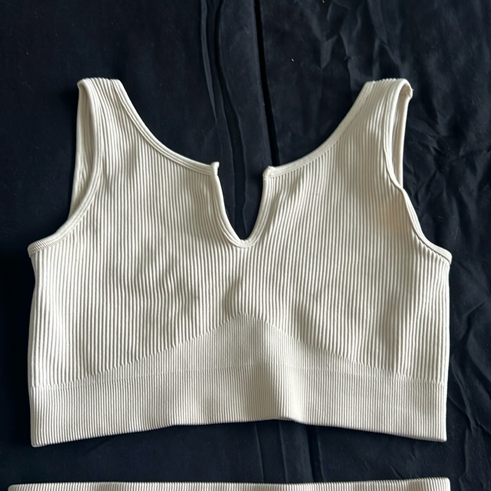 Cream/Tan two piece set tank and shorts